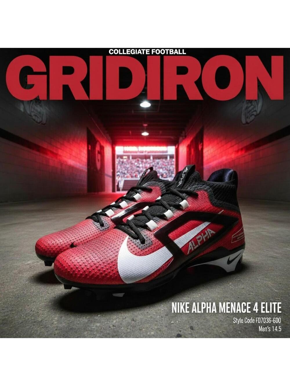 Nike Alpha Menace 4 Elite FD7036-600 Red White Black Men’s 14.5 NWOT No Box